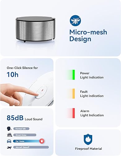 Miniatura 6 de SITERWELL Detector de humo funciona con pilas, alarma de humo con sensores fotoeléctricos y electroquímicos, alarma de incendio con alertas de voz