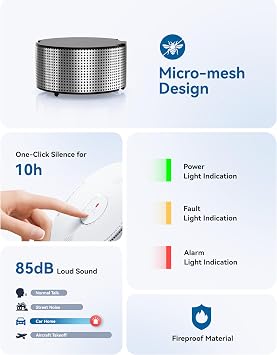 SITERWELL Smoke Detector Combo Smoke & Carbon Monoxide Alarm, 10-Year Battery CO Detectors,Smoke and Carbon Monoxide Detector with Bilingual Voice Alerts,Reduced Nuisance Alarms, 4 Packs