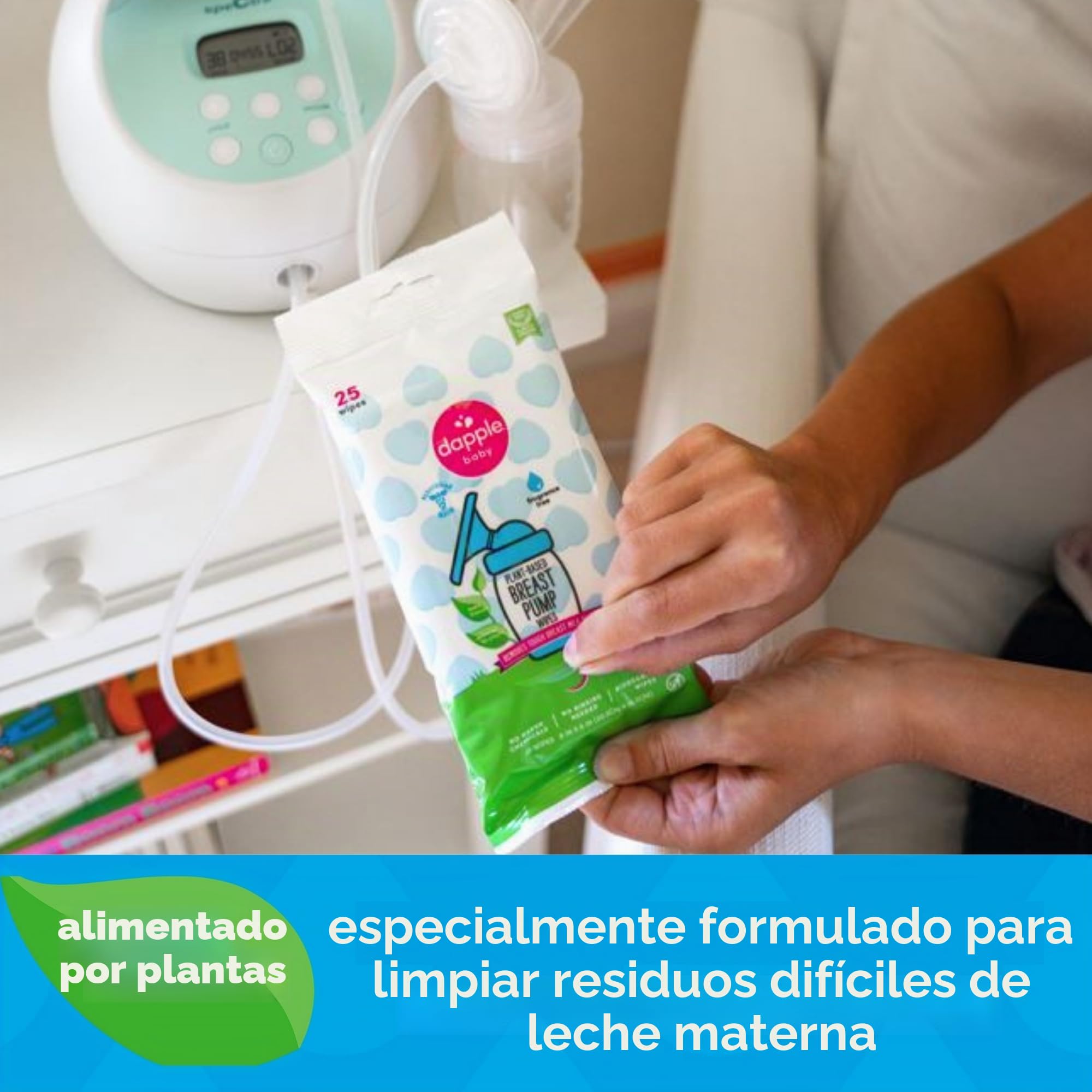 Dapple Toallitas para sacaleches para bebé (paquete de 3) 25 unidades, sin fragancia, alimentadas por plantas e hipoalergénicas, eliminan los residuos de leche, esenciales para la bolsa de pañales