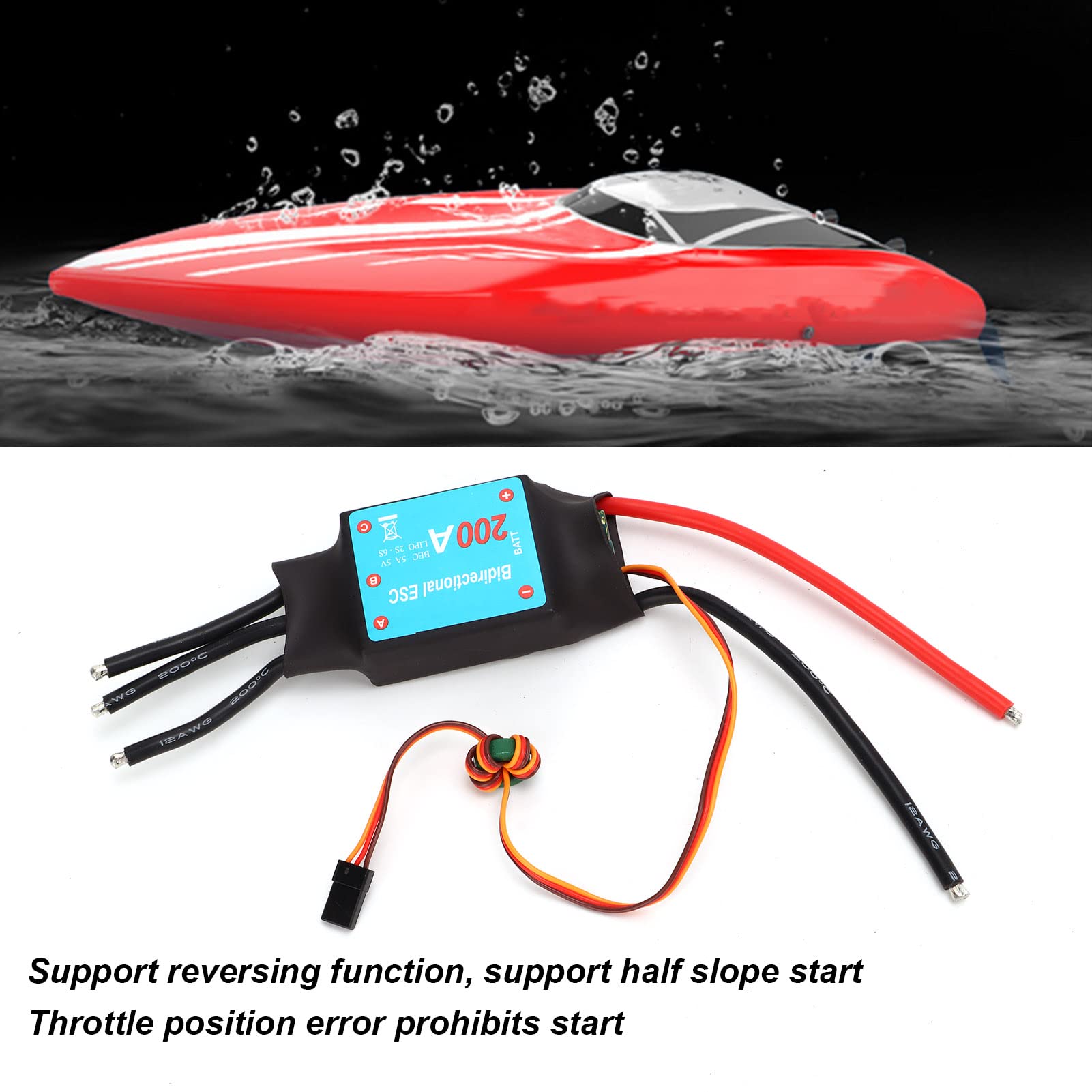 Régulateur De Vitesse (ESC) Brushless 200A à Refroidissement Par Eau Pour Bateau RC - Contrôleur Électrique Haute Performance - Plug And Play
