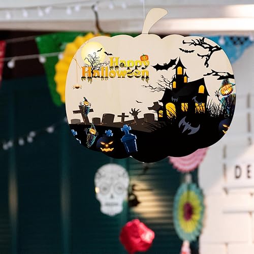 Miniatura 6 de 12 recortes grandes de calabaza de madera, 10.5 x 9.5 pulgadas, recortes de calabaza sin terminar en blanco, recortes de cartulina de calabaza para