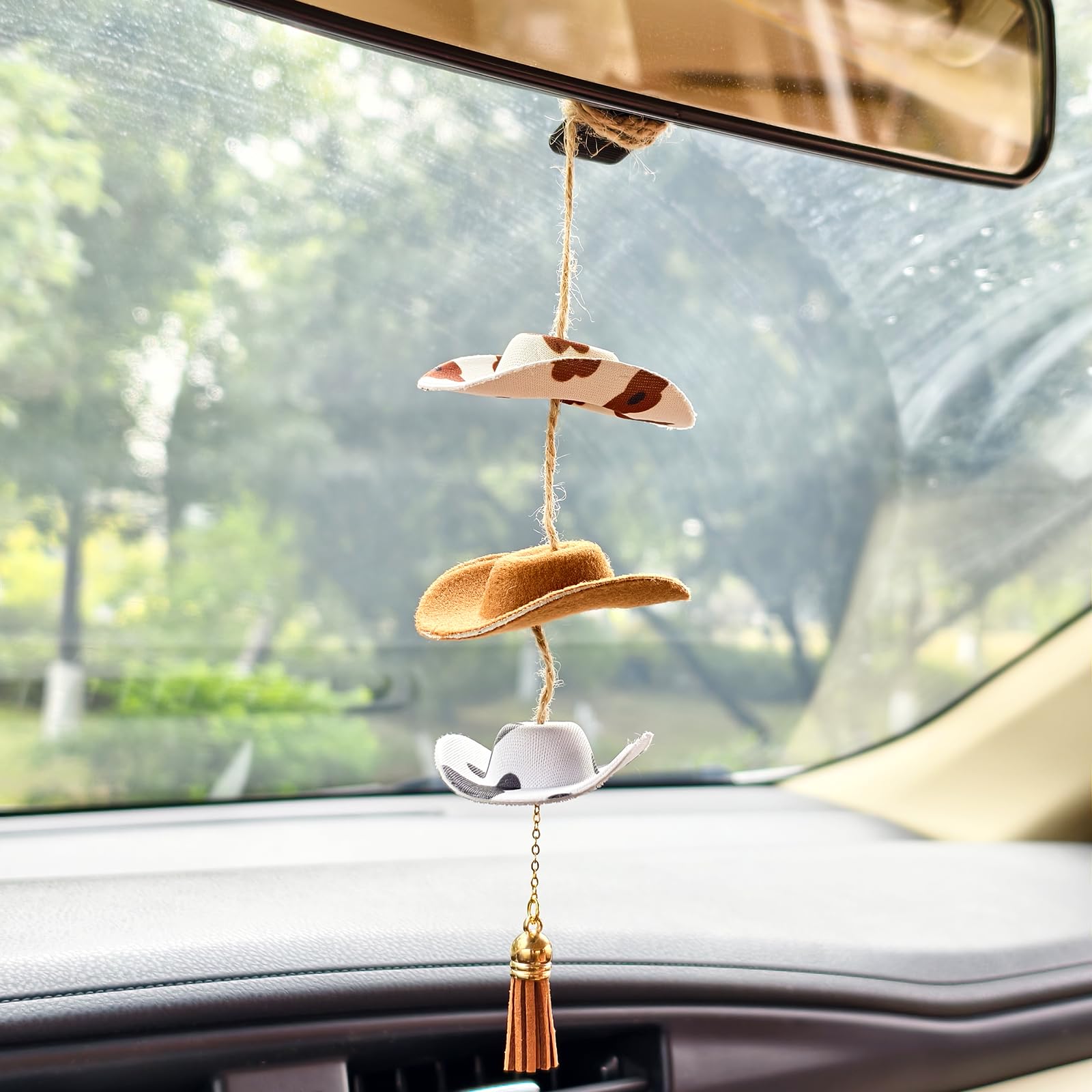 Mini Cowboy Cowboy Hat Car Charm Cow Print Car Accessories Western