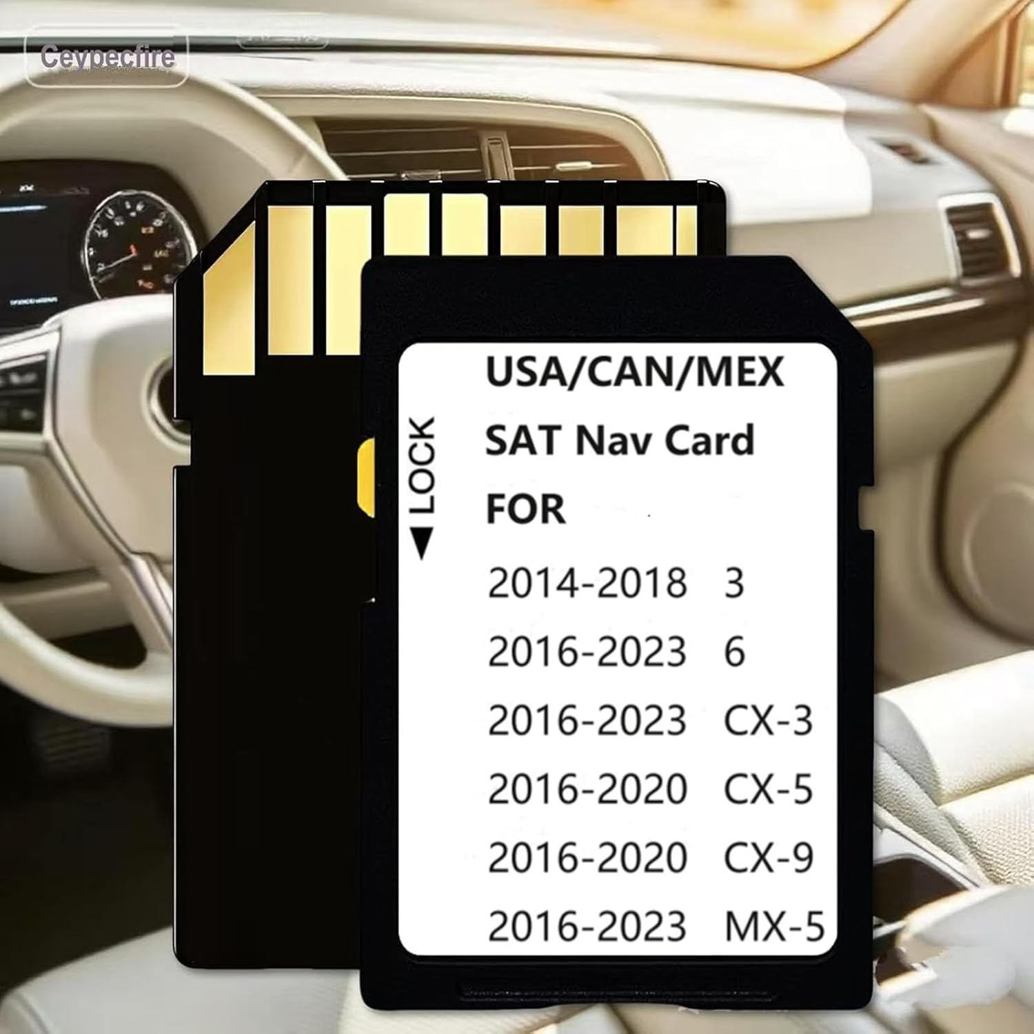 Latest Navigation SD Card Memory, Compatible with (2016-23)-Cx3，(2016-20)-CX5，(2016-20)-Cx9. (2016-23)-Mx5. (2014-18)-3,(2016-23)-6, Can/Mex/USA Maps (MZDSD1423)