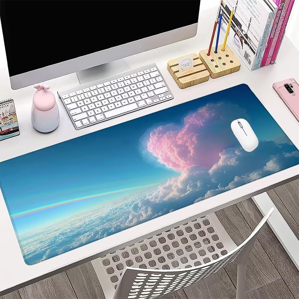 Alfombrilla de Mouse para Juegos, Blu, XXL, Antideslizante, Impermeable, Diseño de Sogno, Extendido, Grande, 1200x600x3mm, para PC, Laptop, Ufficio, Famiglia d-809