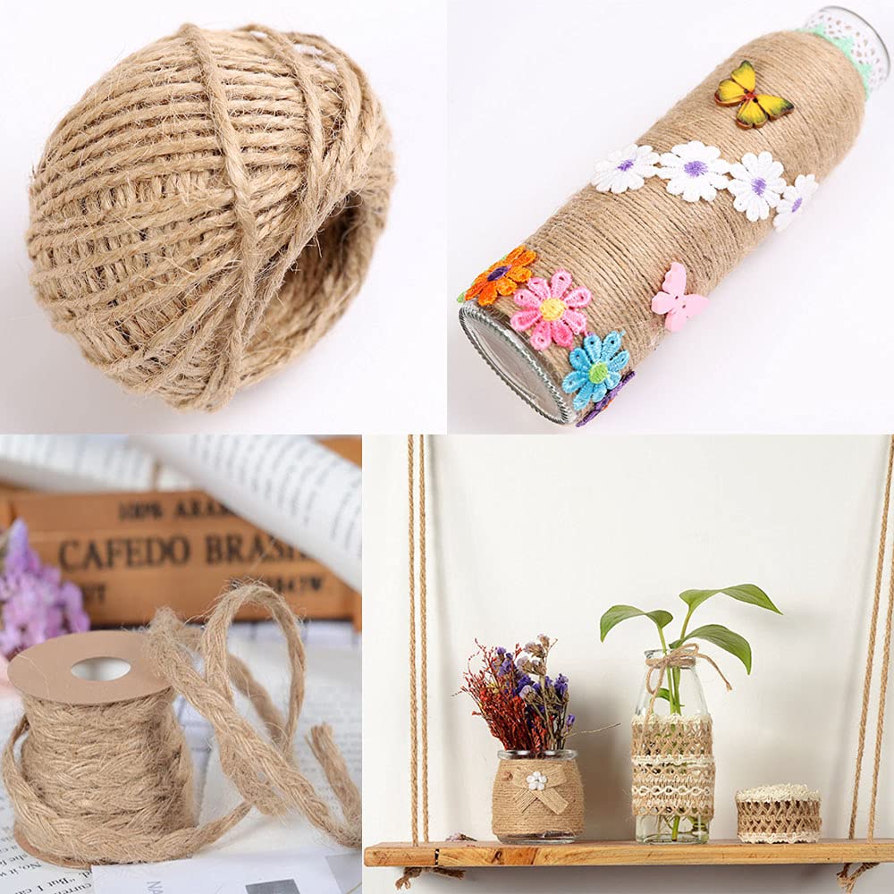 Set 8 Nastri Di Iuta Vintage - Totale 55 Metri Con Spago E Fiocchi | Per Confezioni Regalo Rustiche E Decorazioni