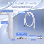 ATTACK SHARK C01 Ultimate Custom Coiled USB C Cable for Gaming Keyboard,Double-Sleeved Braided with RGB Light Plug Detachable Metal Aviator,1.5M Type-C to USB-A Mechanical Keyboard Cable-White