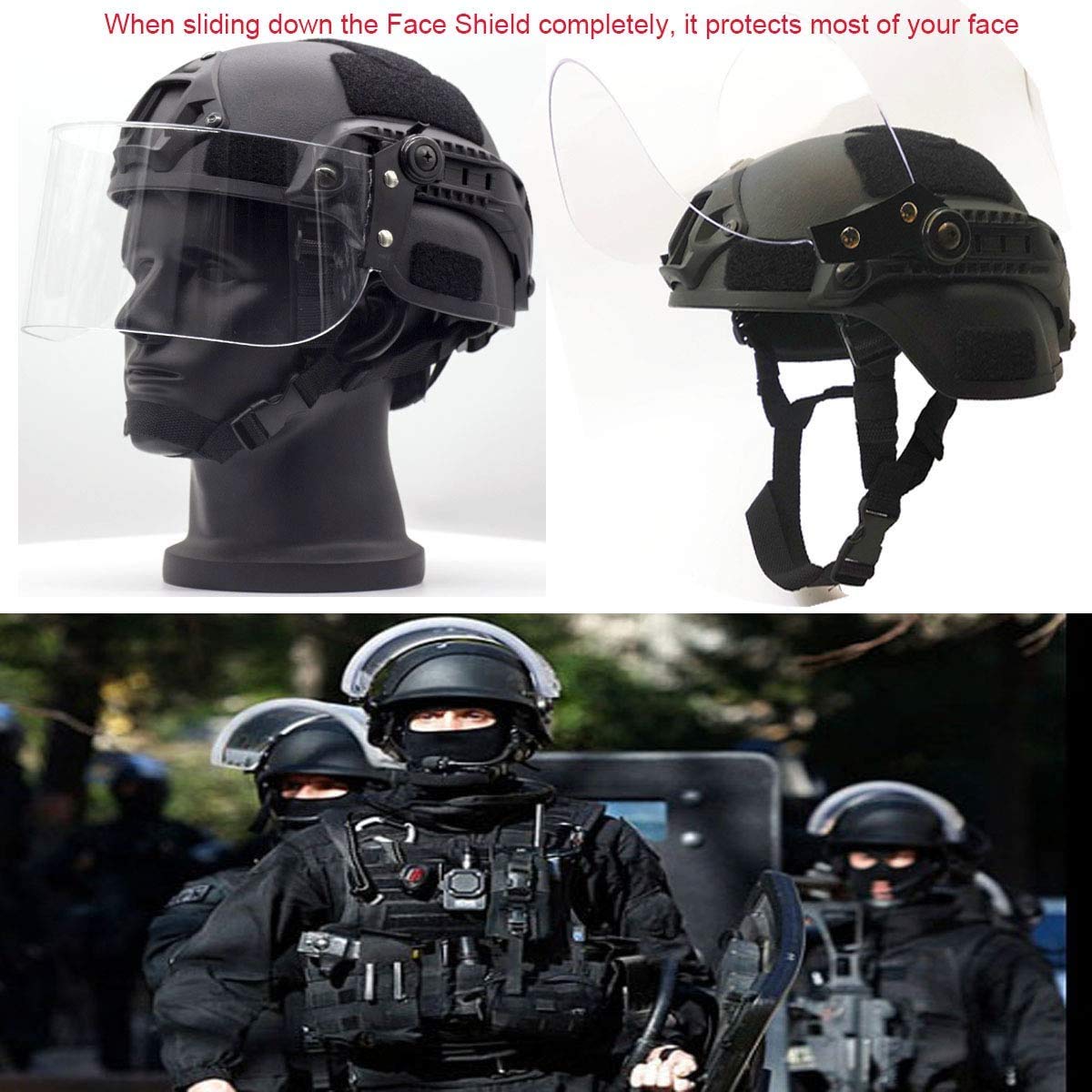 Buy Airsoft Tactical Military Paintball SWAT Police Helmet with Clear
