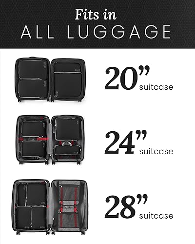 Miniatura 4 de OlarHike - Juego de 4 cubos de compresión para maletas, juego de 4 o 6 artículos esenciales de viaje, bolsas ligeras organizadoras de viaje de