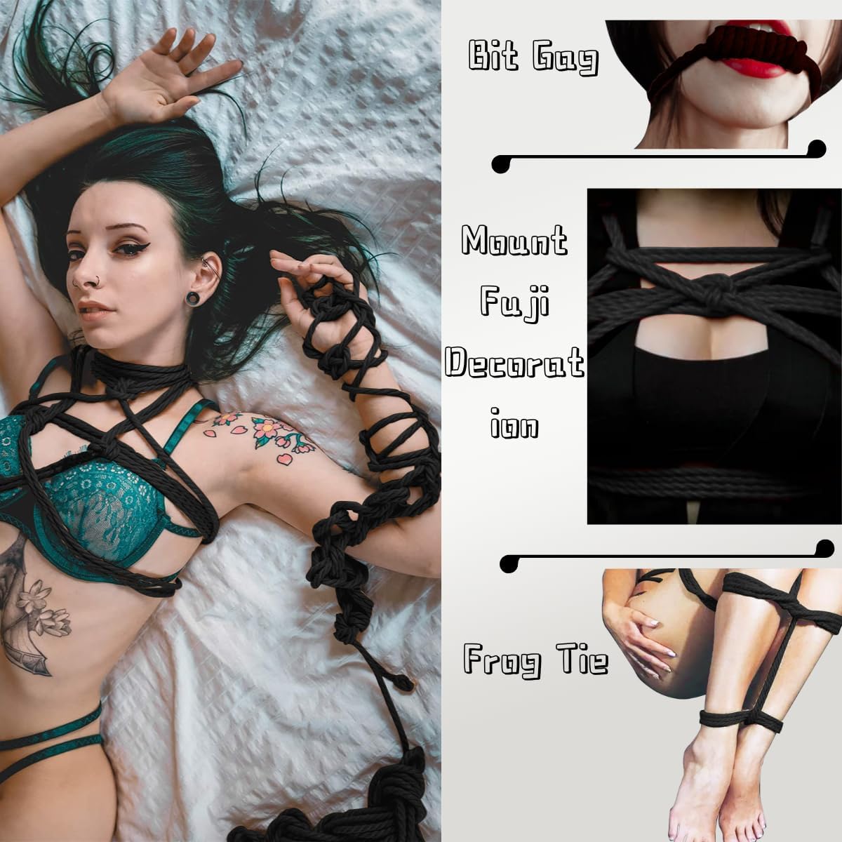 BDSM Bondage Rope Sex Restraints Adult Toys SM Starter Set for Women Men Couples 32 Feet/10m, 3 Pack (Black)