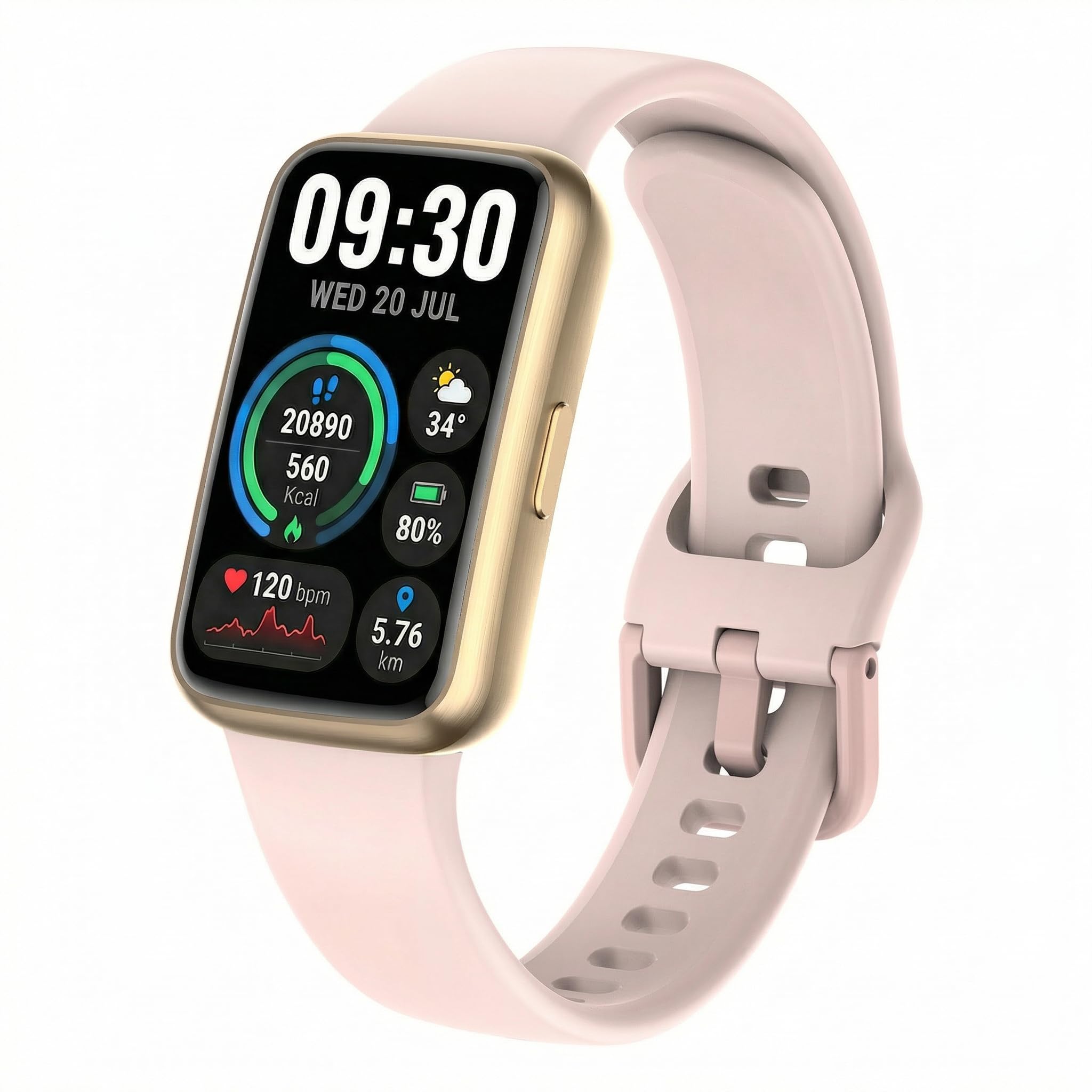Motivaris Fitness Tracker Health Watch, 1.47" Step Counter with 24/7 Heart Rate Blood Oxygen Sleep Monitor, 3ATM Waterproof Smart Watch for Women Men, Pedometer Pink