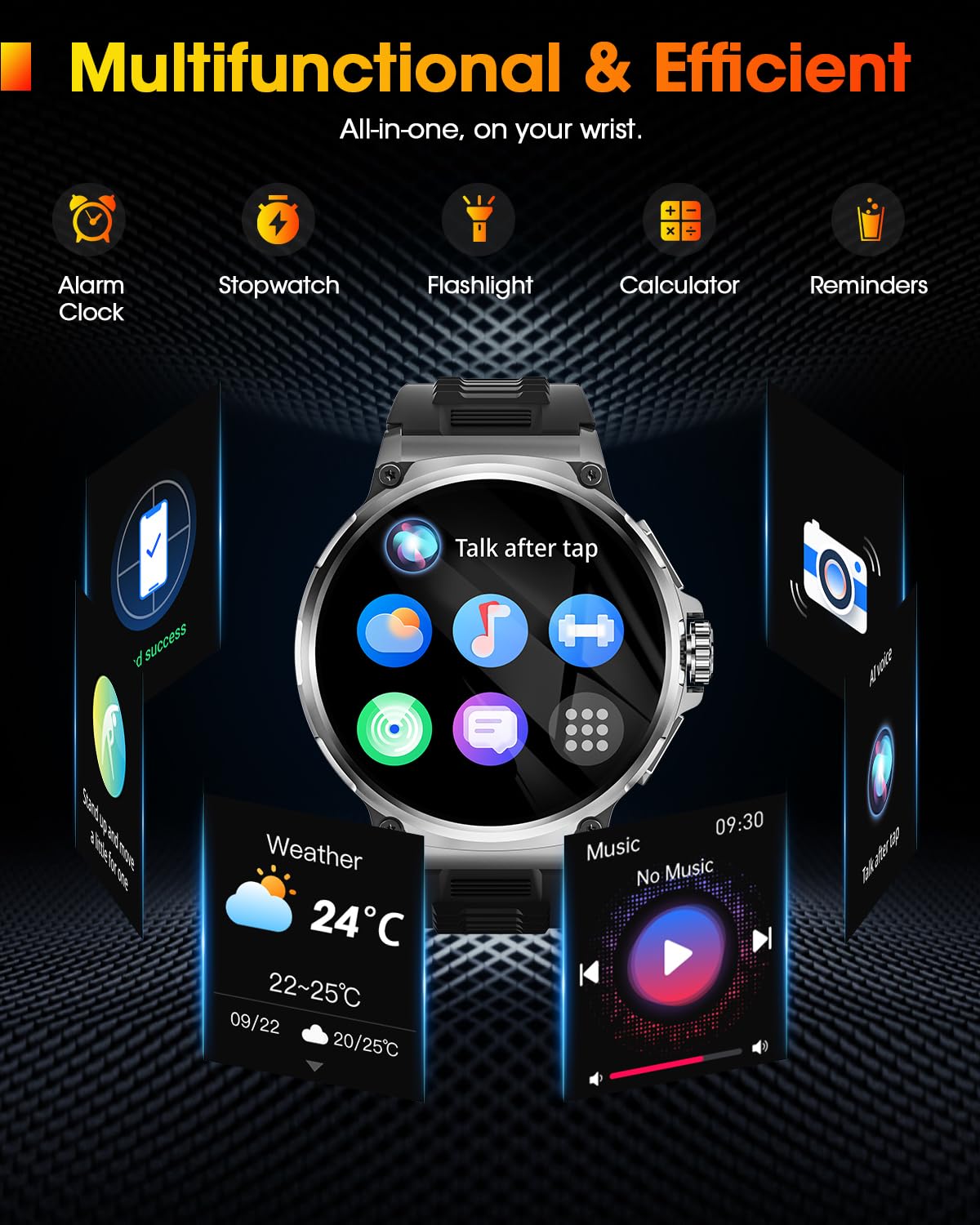 Smartwatch Uomo con 1000 mAh Batteria, 1.92" AMOLED, 5ATM Impermeabile Orologio Smart Watch Militare con Chiamate Bluetooth, 120+ Modalità Sportive, Frequenza Cardiaca/SpO2/Sonno, iOS Android Argento