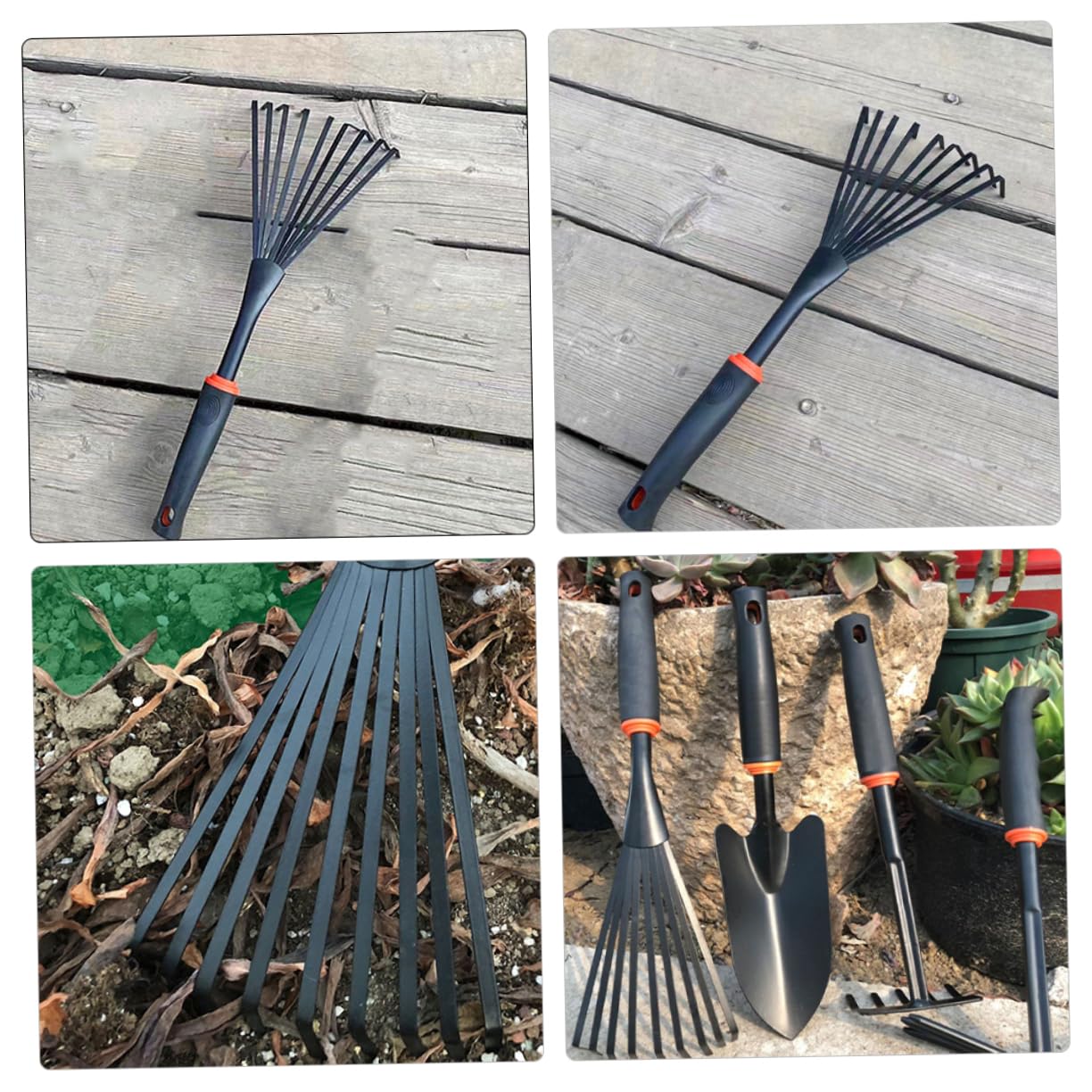 BESTonZON 5 Stück Handrechen Gartenwerkzeug mit Ergonomischem Griff für Gartenarbeit Camping und Outdoor Aktivitäten Robust und Langlebig und Vielseitig