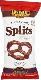 Unique Snacks Extra Dark Splits Pretzels: Original Split-Open Crunch, Kosher, Preservative-Free - 11 oz Bag