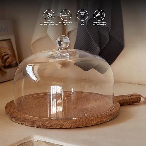 Miniatura 3 de Casafina Cloche de cúpula de cristal de 7 pulgadas - Colección Arcade, transparente  Cubierta para pastel hecha a mano con soplo bucal  Cristalería