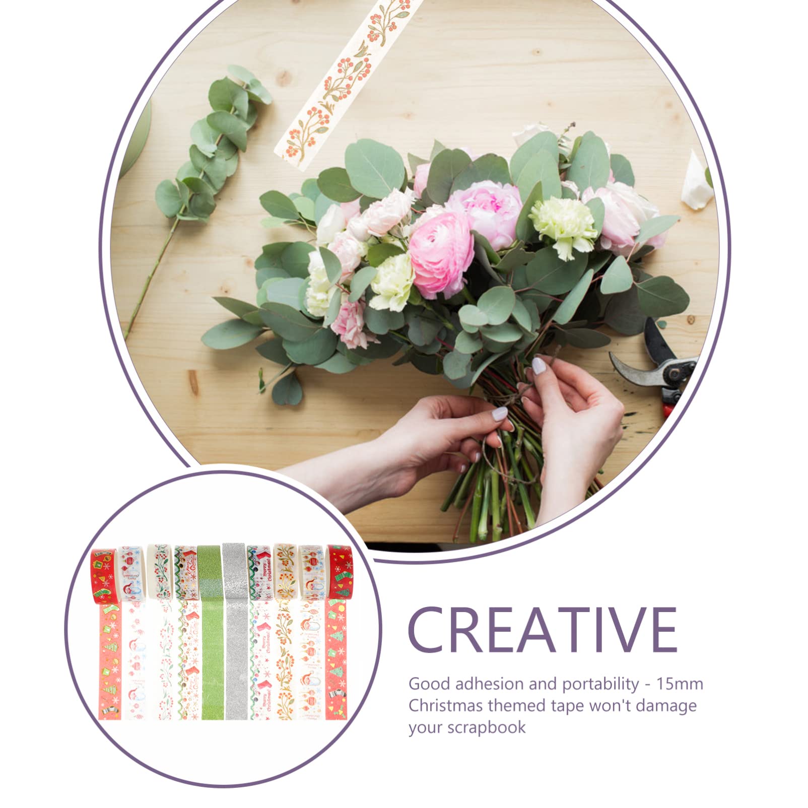 Świąteczne taśmy Washi Dekoracyjny zestaw taśm Washi Kolorowe taśmy Taśmy Naklejki na prezenty do materiałów do scrapbookingu DIY Craft Pakowanie prezentów Planiści 12 rolek 79x0.6 Cal
