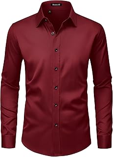 Men’s Wrinkle Free Dress Shirts Regular Fit Long Sleeve Non Iron Business Casual Wedding Stretch Button Down Shirt