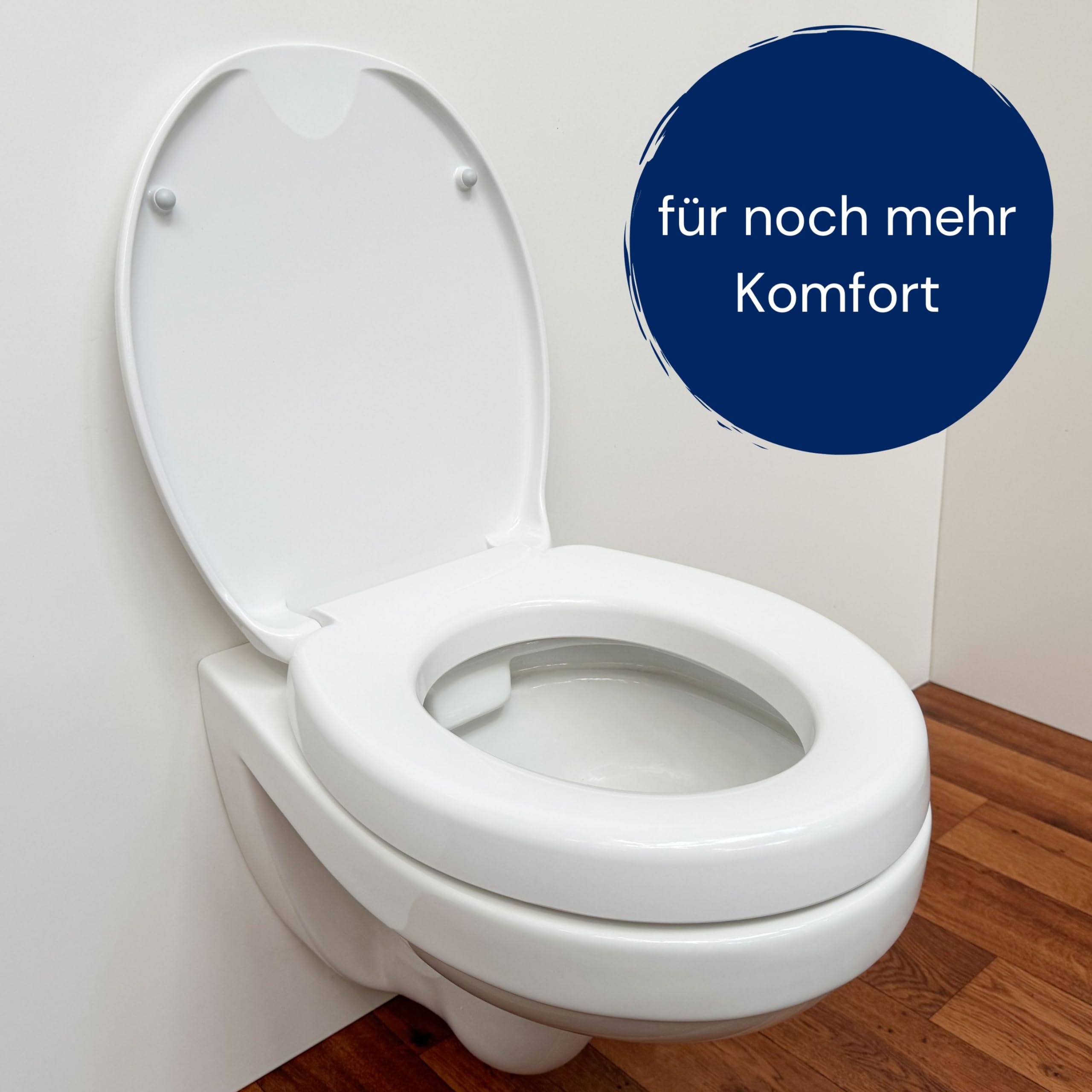 ADOB, Mantova WC Sitz Erhöhung Toilettensitzerhöher um 5 cm mit Absenkautomatik, bis 250 kg belastbar, bequem Sitzen und Aufstehen durch erhöhte Sitzposition, 56112