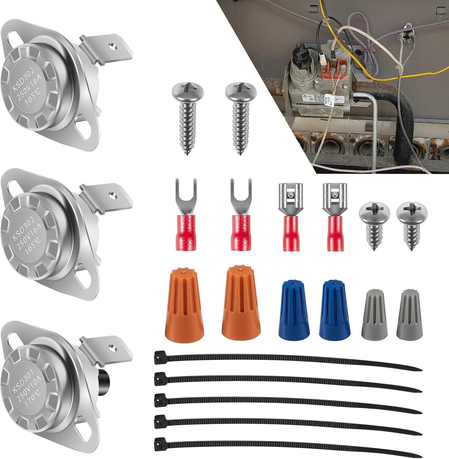 HAXTLK1930 Ceramic Temperature Limiters Kit Pool Temperature Limiters Heater Fit for Hayward H-Series 150-400 Model Heaters, for H-Series ED1, for ED2 Pool & Spa Heater