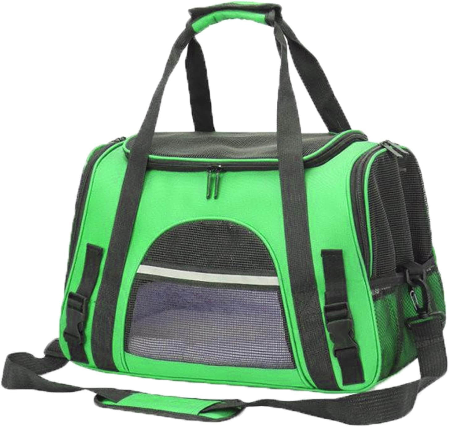 Pet Soft-Sided Carrier Airline Approved Dog Sling Carrier Cat Travel Carrier Bag with Fleece Pad Green