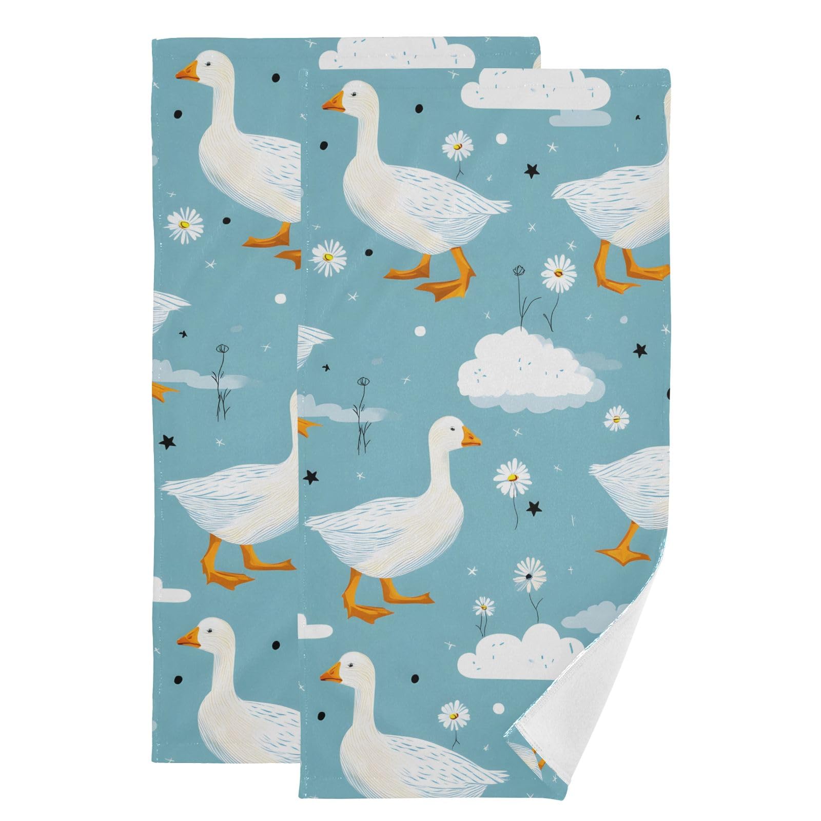 Toallas de mano de ganso azul para decorar tu baño y gimnasio, pack de 2 unidades