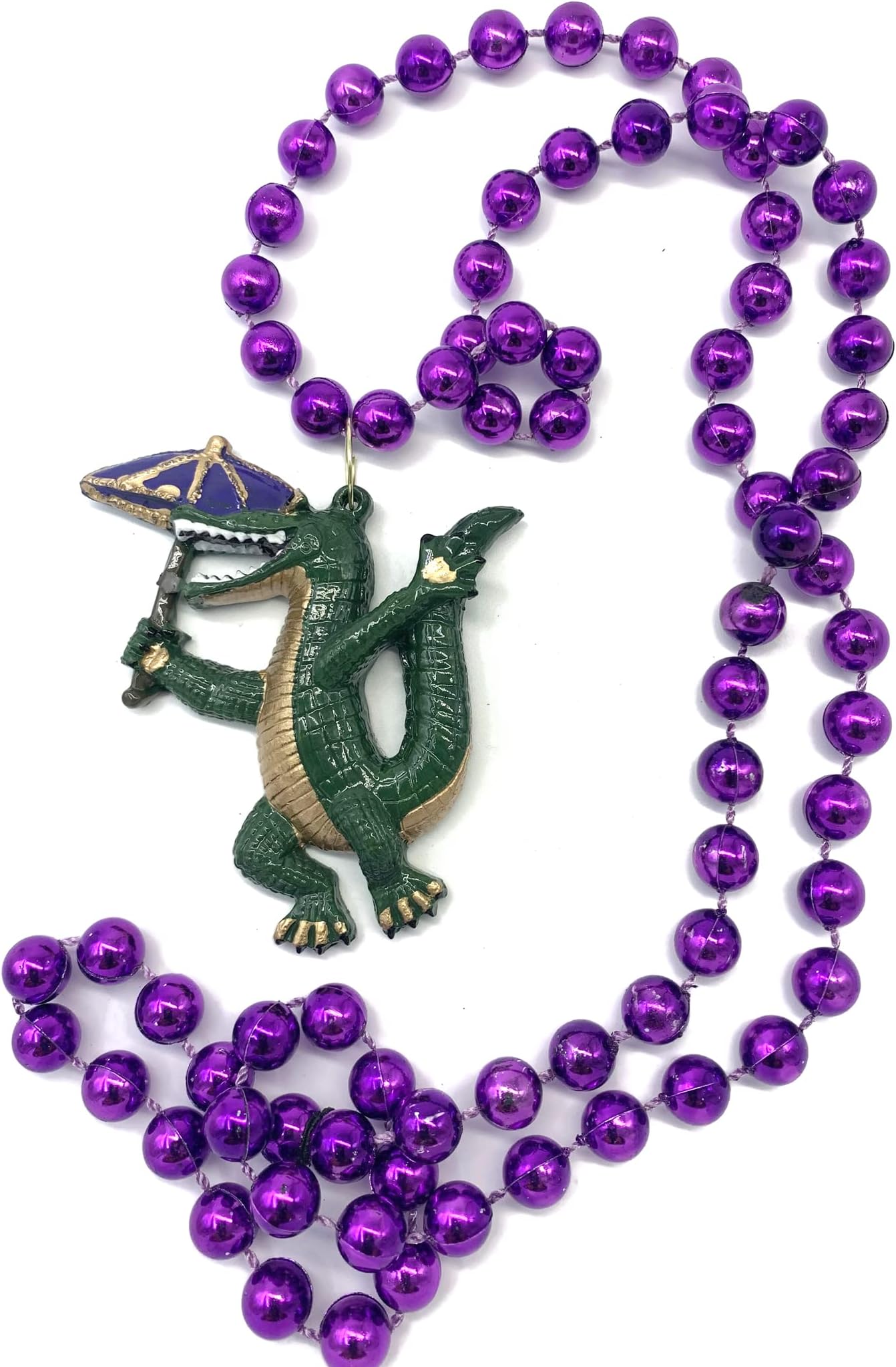 Gator Second Line Umbrella Mardi Gras Bead Necklace Spring Break Cajun Carnival New Orleans
