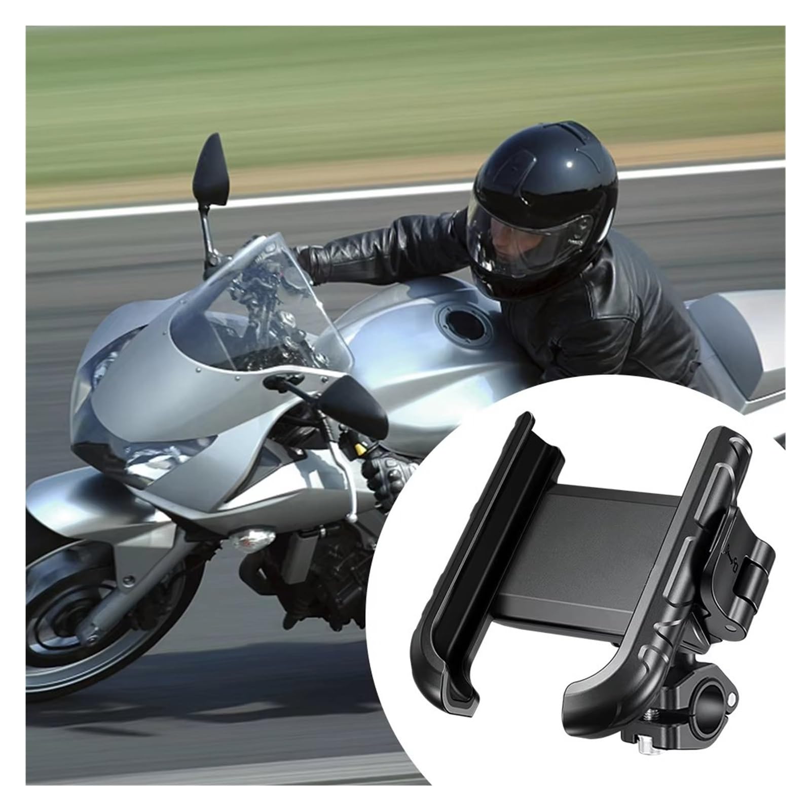 Support Navigation Support De Téléphone pour Moto Largeur Réglable Verrouillage Rapide pour Vélo Poussette Scooter 5,4 À 7,2 Pouces Support Plaque Navigation GPS(Handblebar)