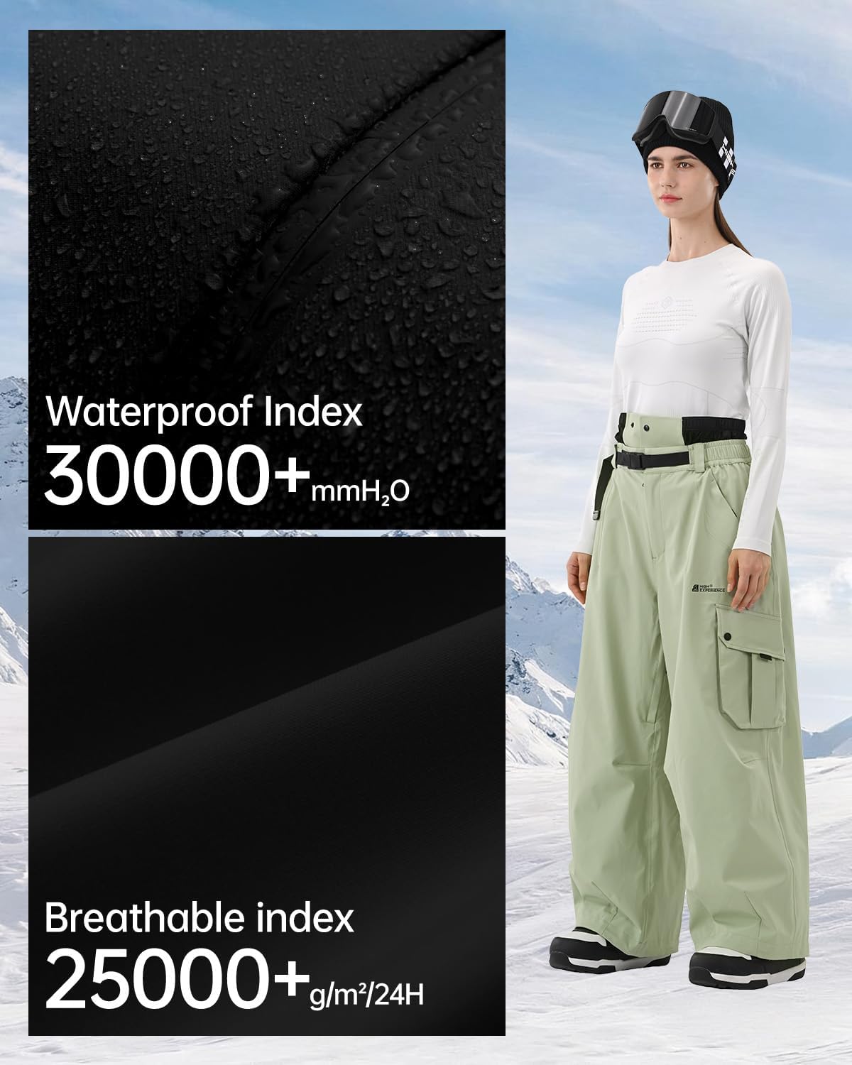 Snowboard Pants for Women Men Baggy Ski Pants Snow Loose Warm Insulated Winterproof Waterproof