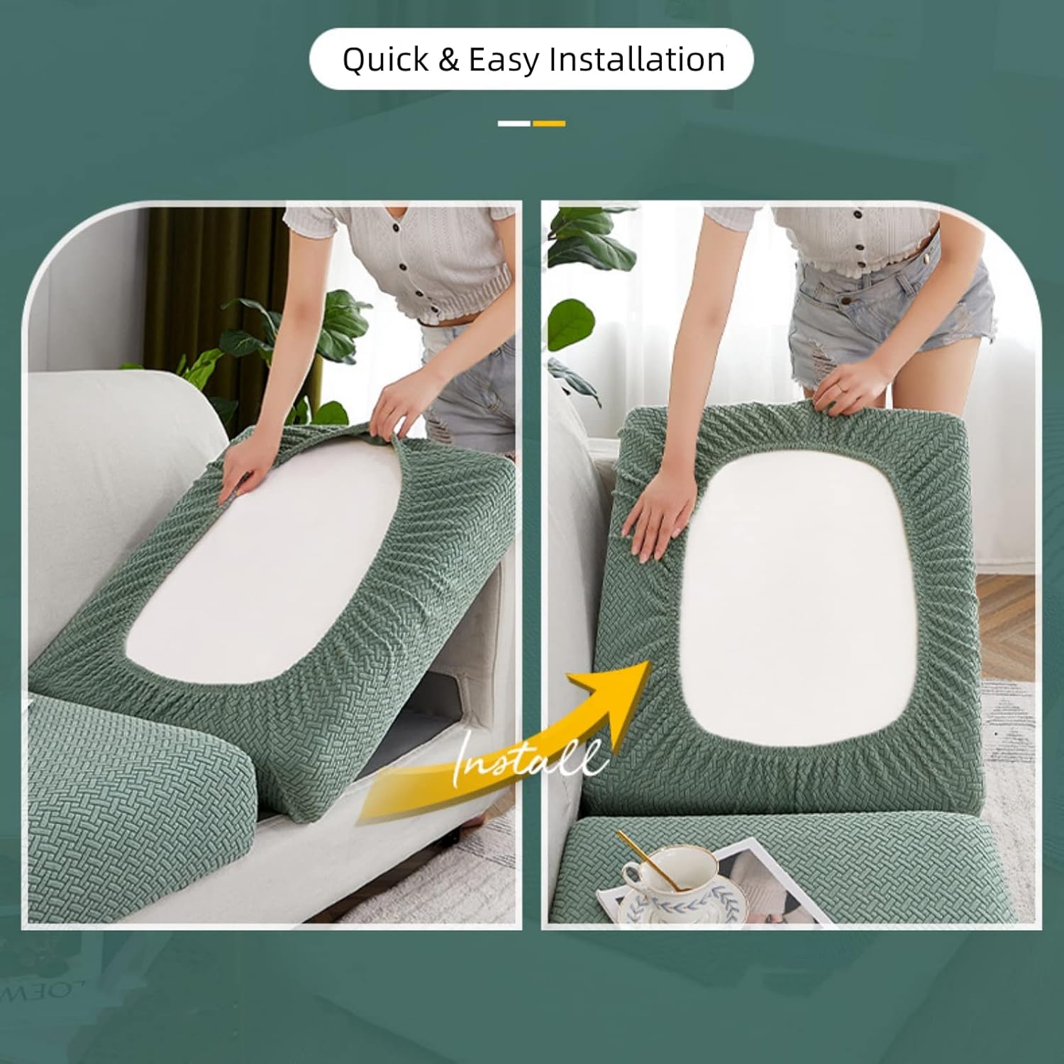 Jonuiony Universal Sofa Slipcover, 2023 New Wear-Resistant Sofa Cover, L Shape Sectional Couch Covers, Separate Cushion Couch Chaise Cover, High Stretch, Anti-Slip, Water Resistant (Camel,Chaise)