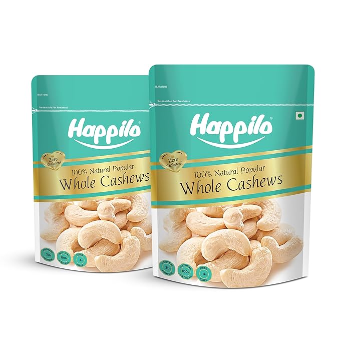 Happilo Natural Popular Cashews 400g (Pack of 2) | Dry Fruits, Kaju, Healthy Snacks | Unsalted Cashew Nuts | Crunchy, Nutritious & Delicious Nuts | Rich in Protein, Magnesium & Phosphorus