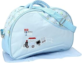 Unique Ideas New Born Baby Multipurpose Polyester Diaper/Mother Bag with Holder Diaper Changing Multi Compartment (Printed Blue, Medium)(Pack of 1)
