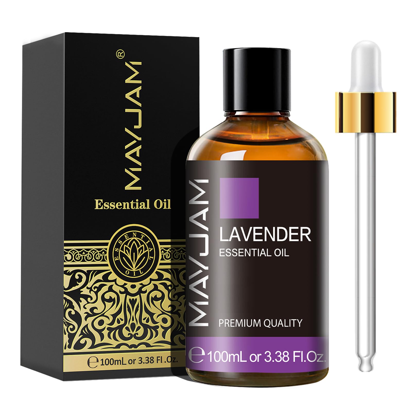 MAYJAM Olio Essenziale Di Lavanda 100ml, Olio Di Lavanda Per Diffusori, Umidificatori, Fai Da Te, Casa, Guardaroba