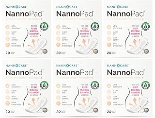 NannoPad Super - Certified Organic Cotton - Naturally Relieve Your Discomfort - No Fragrances, Chemicals or Dyes - Odor-Control and Breathable 6 Pack (120 Pads) Nannocare