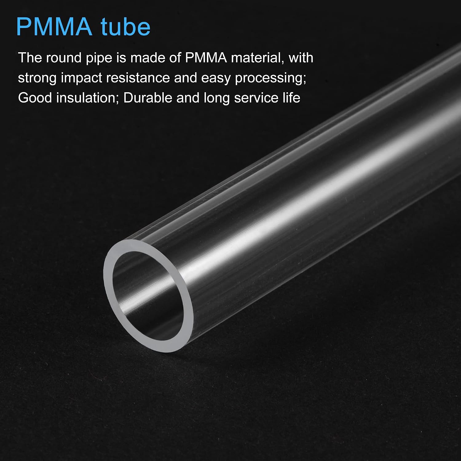 MECCANIXITY Acrylic Pipe Rigid Round Tube Clear 13mm(0.5") ID 15mm(0.6") OD 305mm(12") for Lamps and Lanterns,Water Cooling System 2pcs