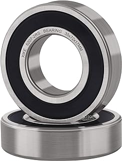 XiKe 2 Pcs 6207-2RS Double Rubber Seal Bearings 35x72x17mm, Pre-Lubricated and Stable Performance and Cost Effective, Deep Groove Ball Bearings.