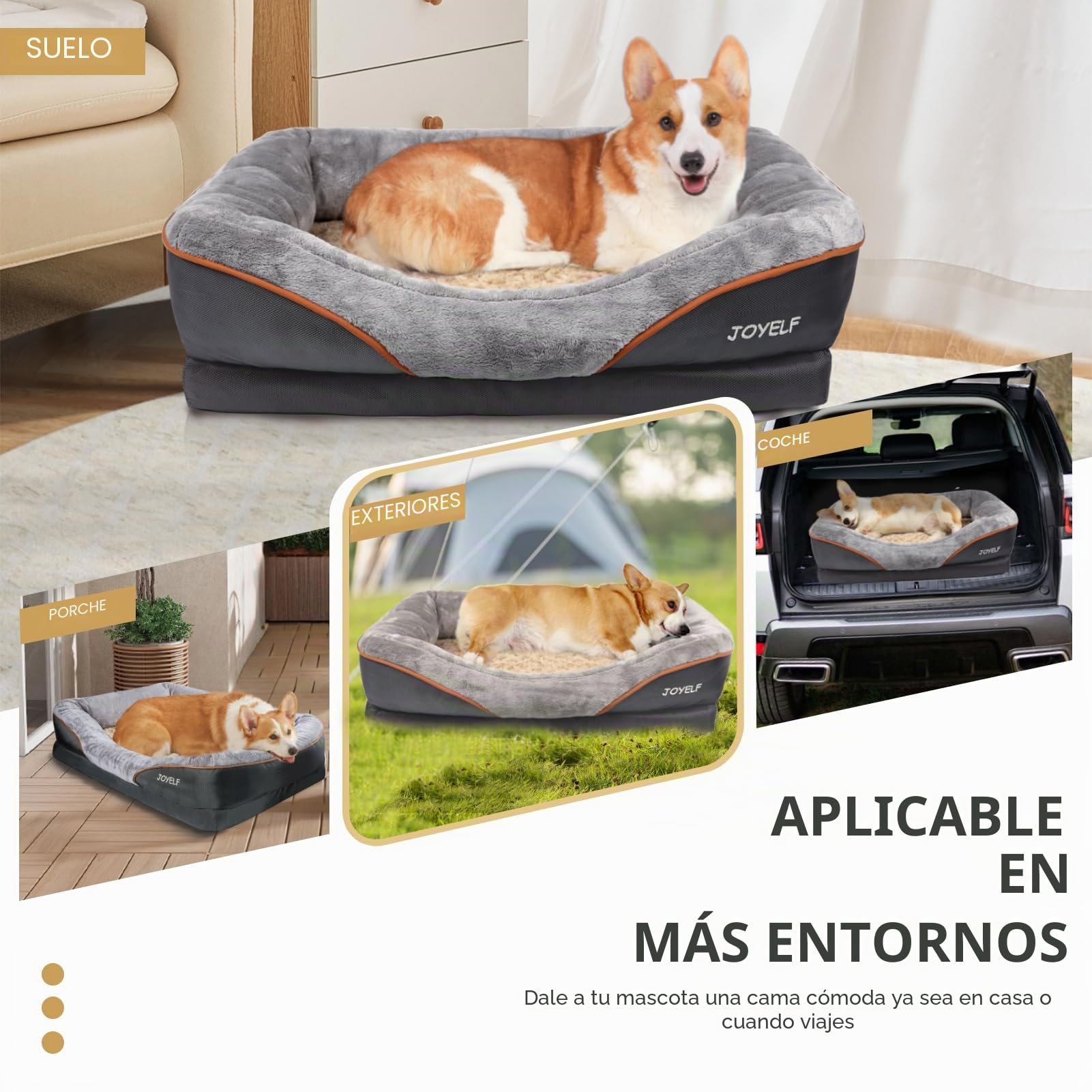 JOYELF Cama para Perro de Espuma viscoelástica Cama y sofá ortopédico pequeño para Perro con Funda Lavable extraíble y Juguetes chirriadores como Regalo