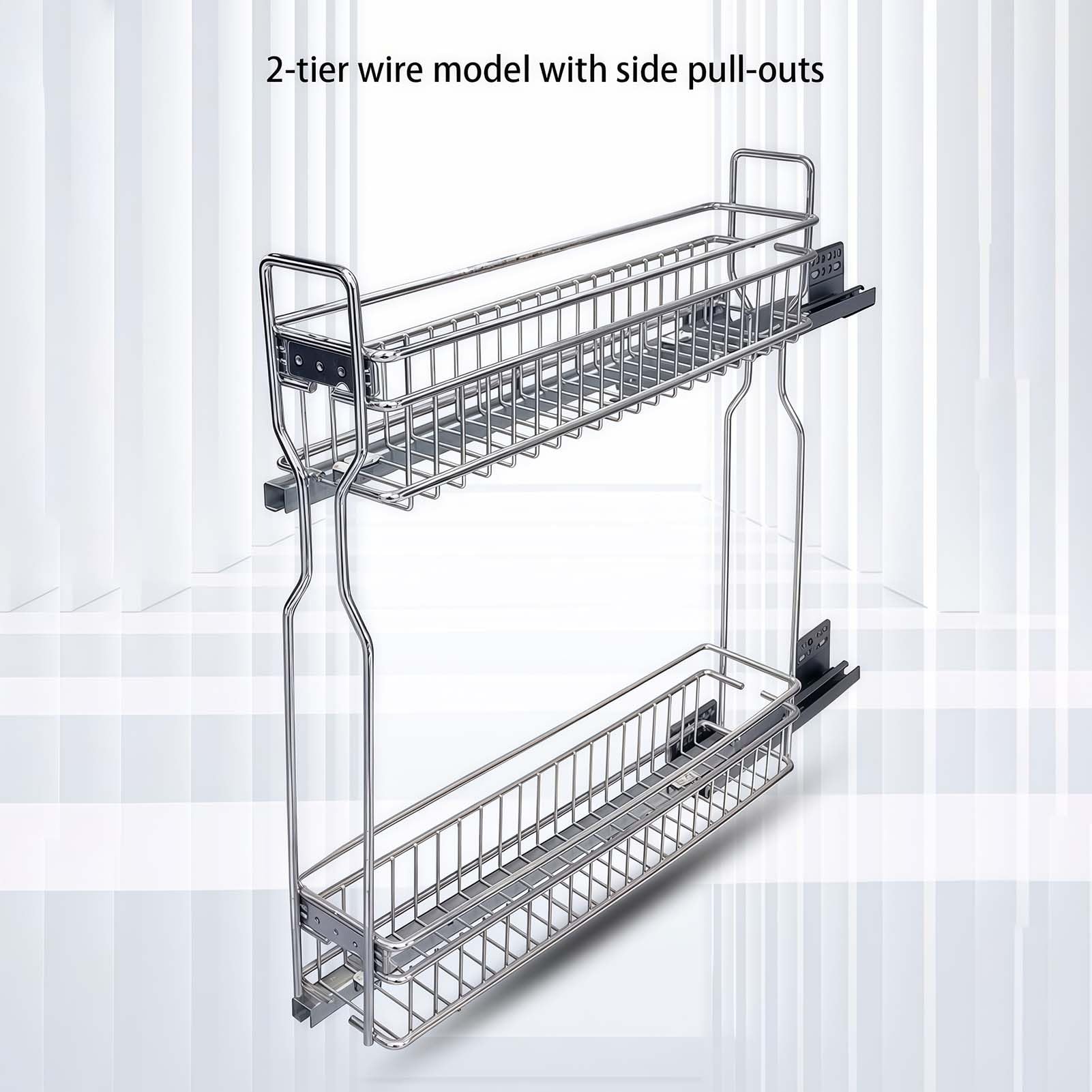 Organizador de especias extraíble de 2 niveles, unidad de almacenamiento deslizante para debajo del gabinete, ahorro de espacio de gabinete estrecho, almacenamiento de cajones de cocina para el hogar