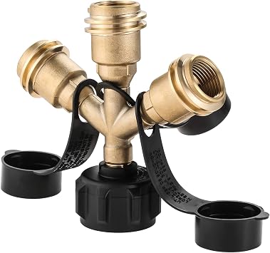 3 Way Brass Propane Tank Y Splitte for Camping Stoves BBQ Grills RV Camper | Solid brass construction, tool-free easy install, one tank powers 3 propane devices, durable stable airflow