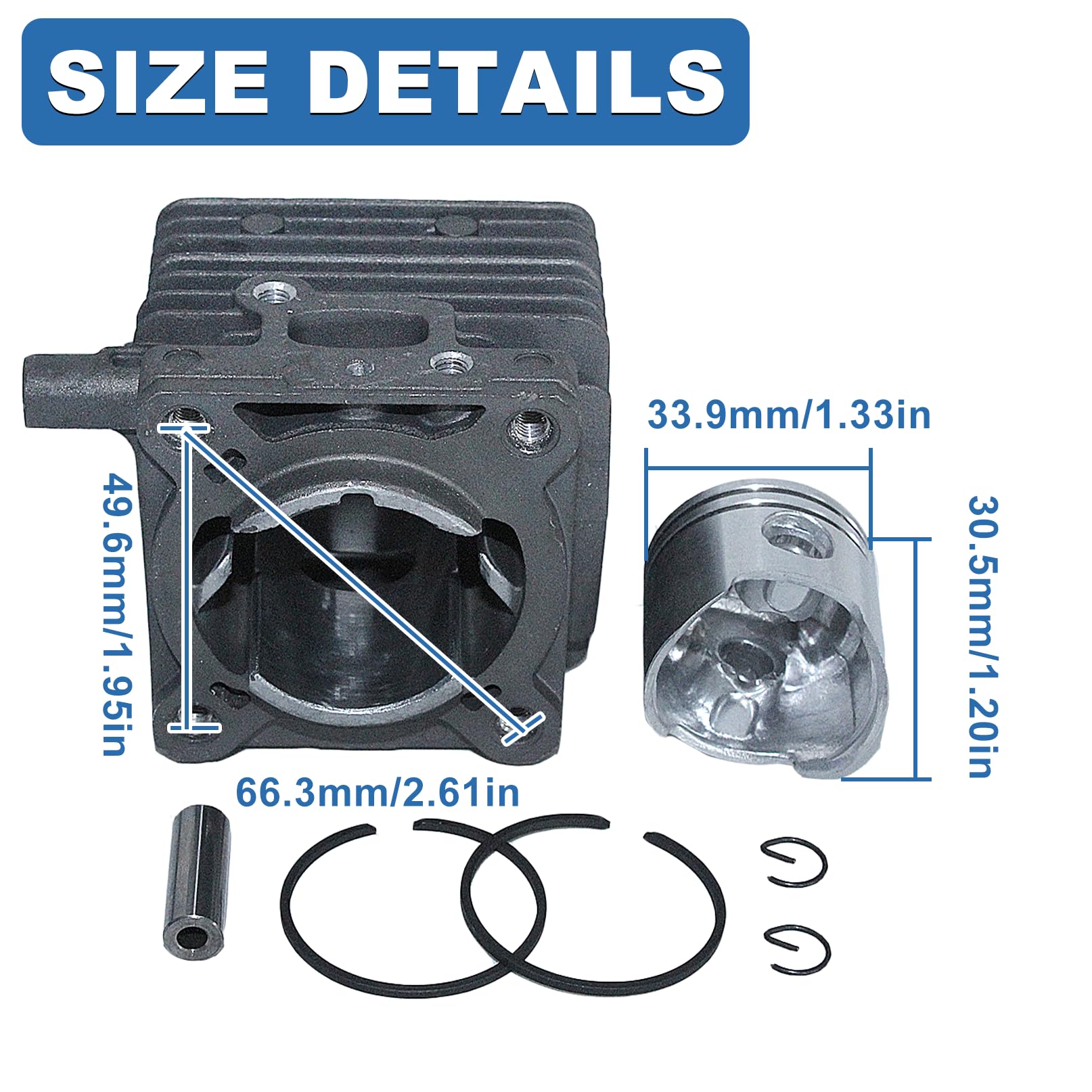 AUMEL Kit pistone cilindro 34MM Per Stihl Trimmer FS75 FS80 FS85 HS75 HS80 HS85 HL75 HL75K