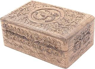 DharmaObjects Hand Carved OM Wooden Storage Box