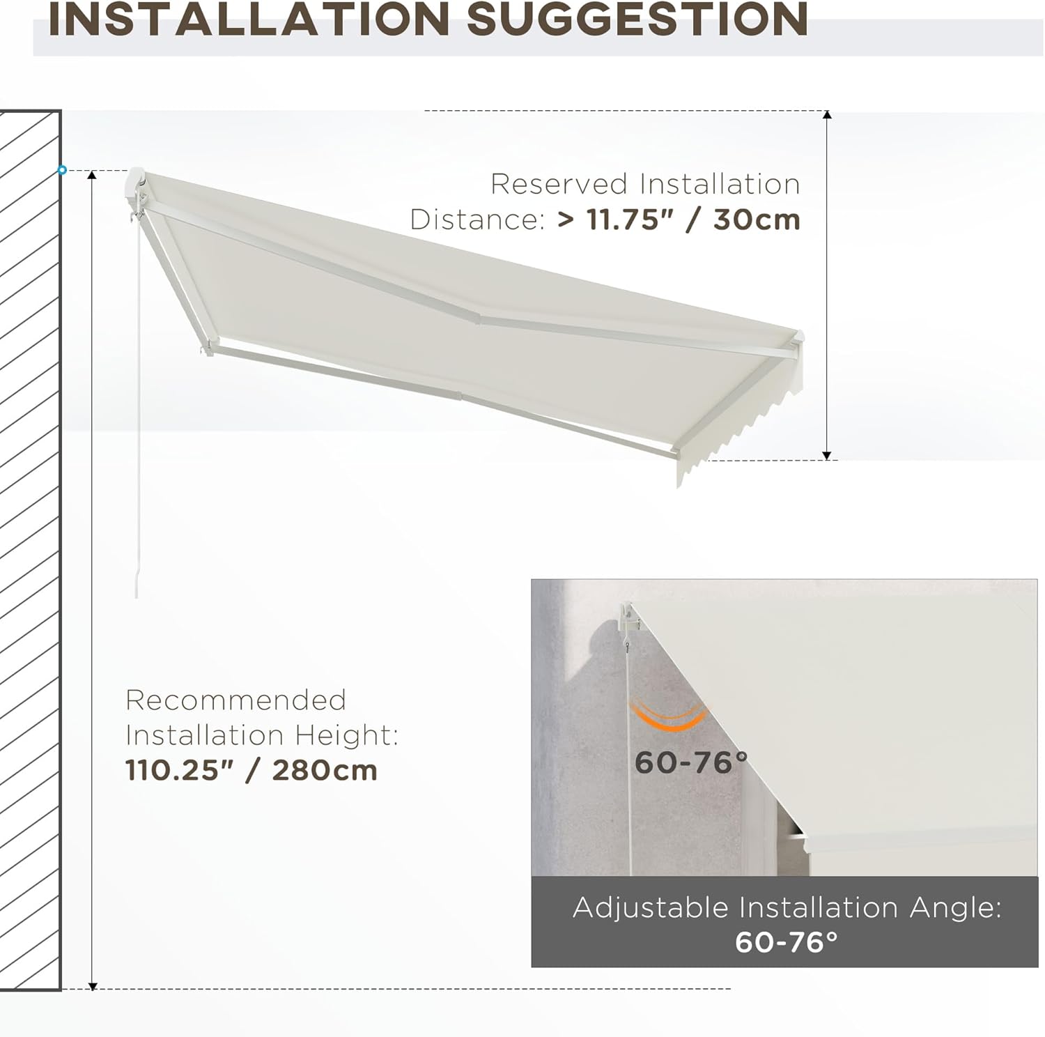Outsunny 12' x 10' Electric Awning, Retractable Awning, UV Protection Sun Shade Shelter with Remote Controller and Manual Crank Handle for Deck, Balcony, Yard, Cream White