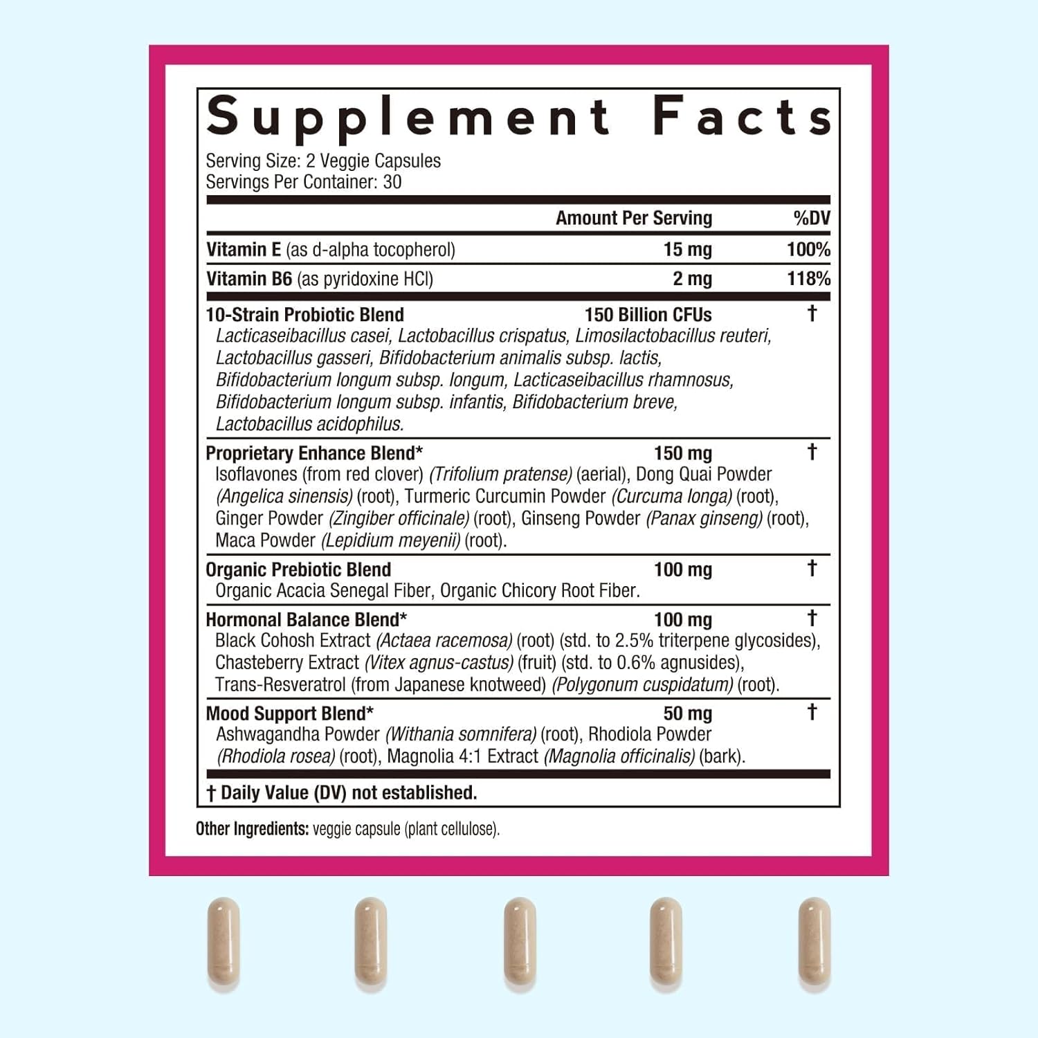 Doctor's Recipes Menopause Probiotic Supplements for Women, Black Cohosh for Menopause Hot Flashes, Probiotics with Ashwagandha, Dong Quai, Supports Energy, 60 Capsules - Image 2