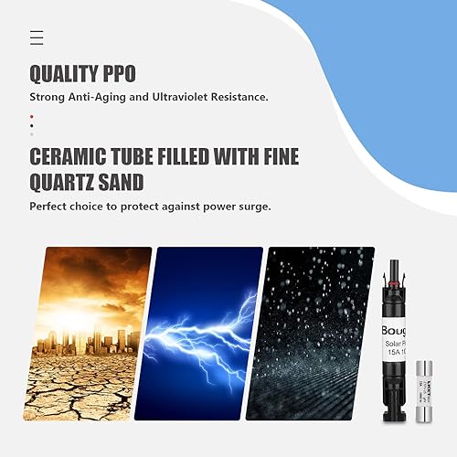 Vista 19 de BougeRV 5 portafusibles solares de 15 A en línea, 5 portafusibles fotovoltaicos en línea de 15 amperios para panel solar y controlador solar