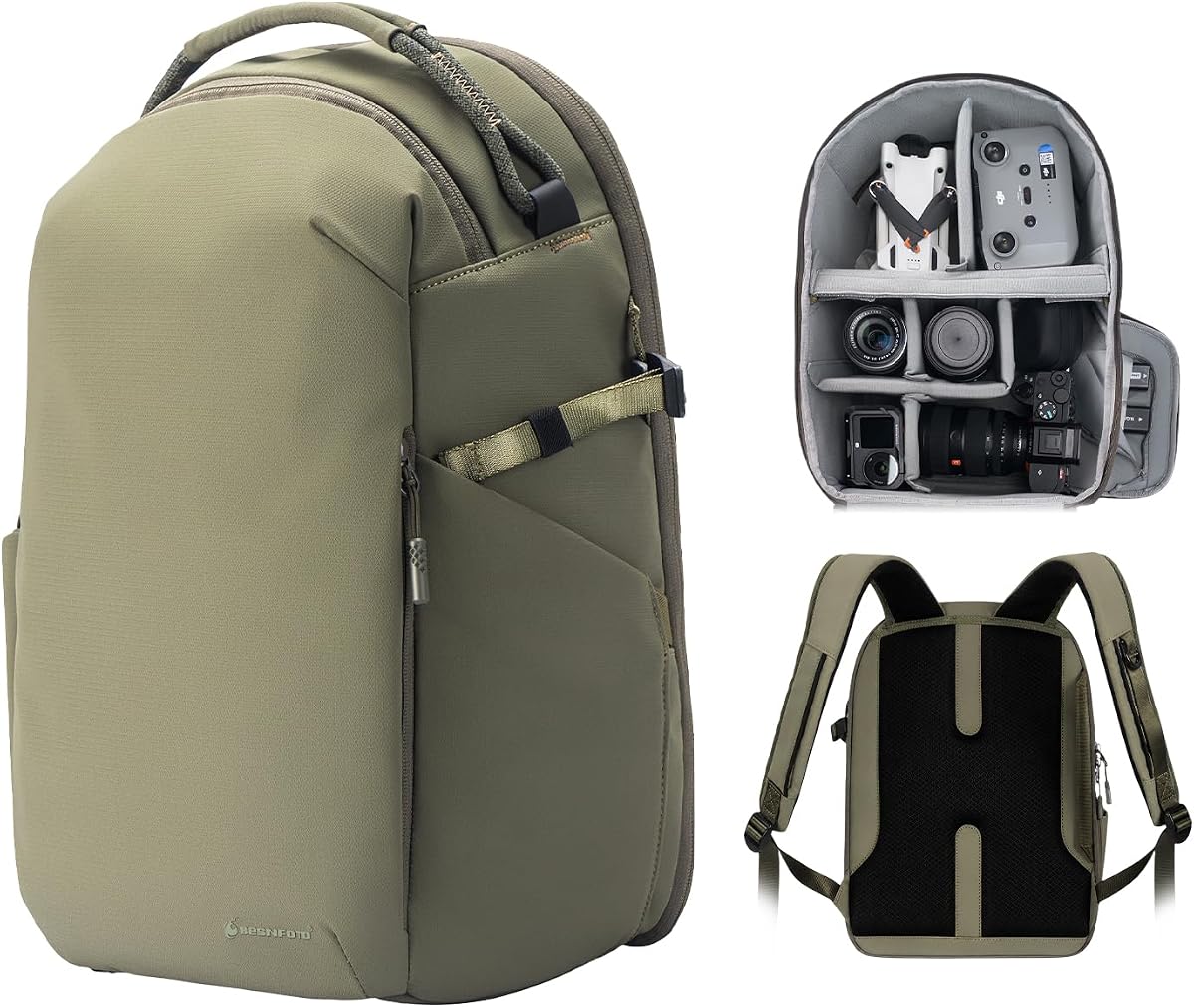 Besnfoto Lightweight Camera Backpack - Everyday Laptop Bag for DSLR Drone | With 15.6'' Laptop Compartment Quick Side Access Removable Dividers Casual Laptop Bag for DJI, Men & Women College, Commute