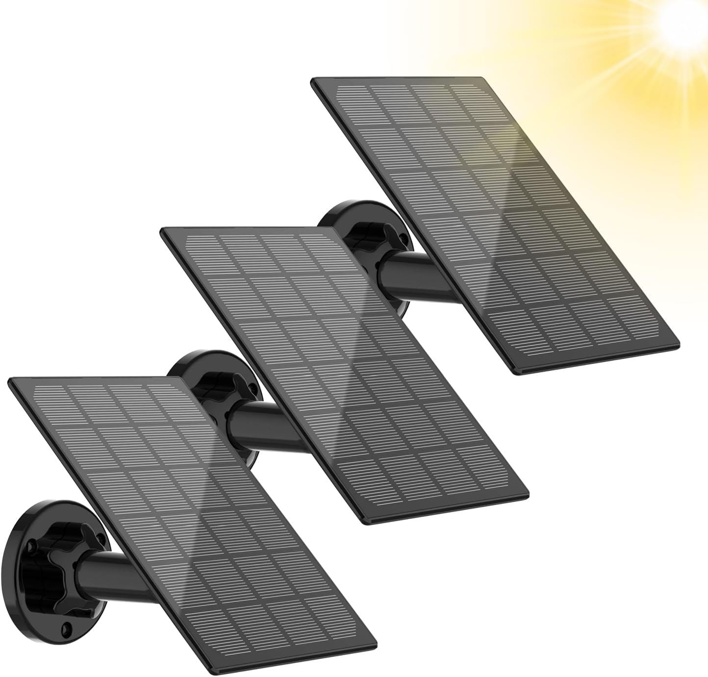 Solar Panel for Security Camera,USB Solar Panel Compatible with Rechargeable Battery Camera,5V 3.5W Waterproof Solar Panel with 10ft Charging Cable,Adjustable Security Mount(3 Pack)