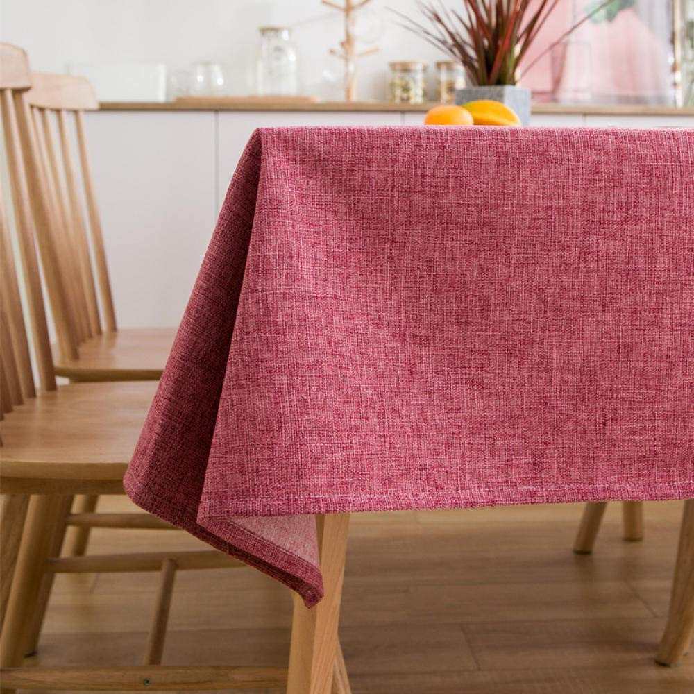 Manteles Antimanchas Mantel Rectangular Algodón Grueso para de Hogar Picnic del Hotel Tienda de Café Rojo 140 × 240cm