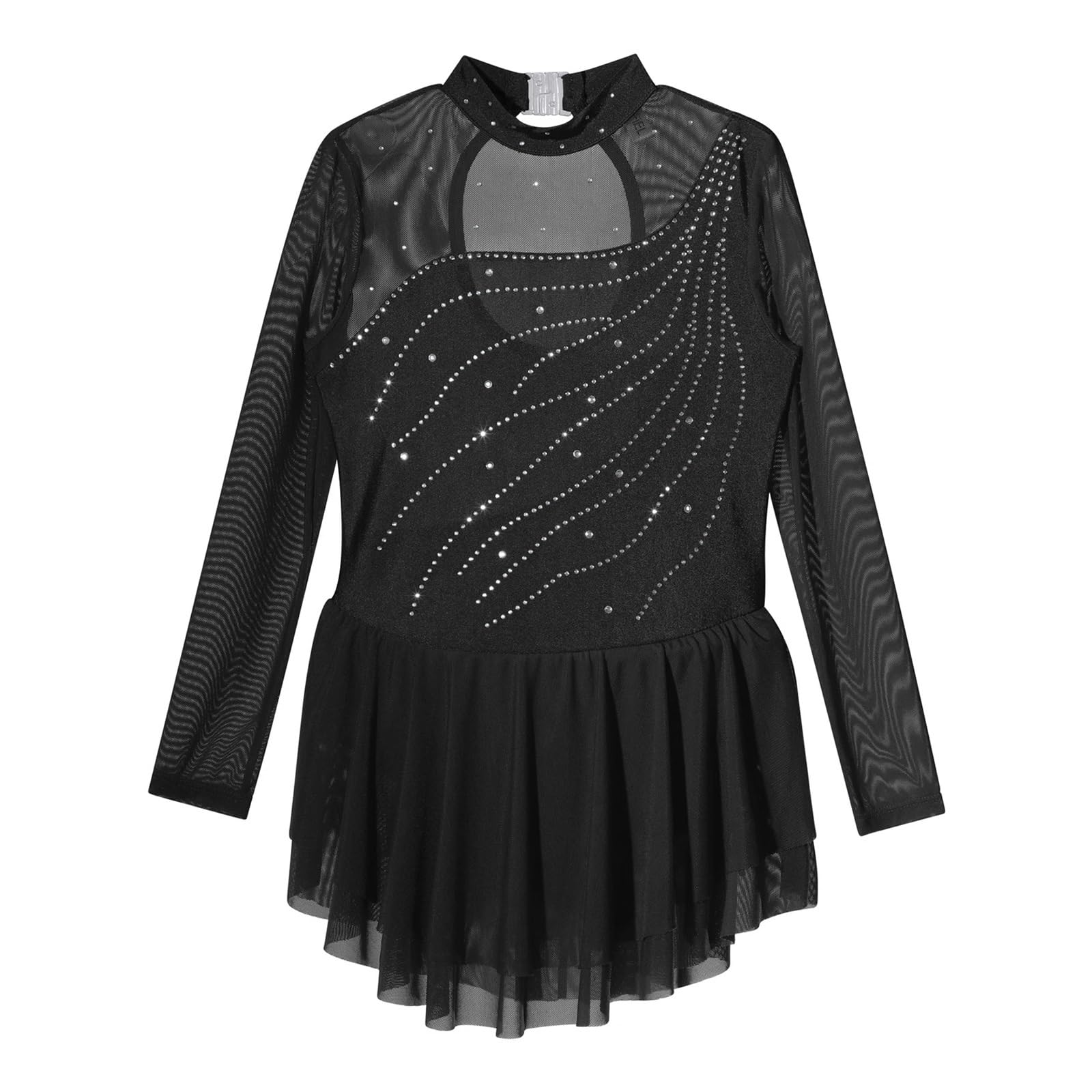 Maillot Gimnasia Ritmica Niña Vestido de Patinaje artístico for niñas, de Gasa Brillante, for Ballet, Gimnasia, Baile, competición, Patinaje sobre Hielo(White,10)