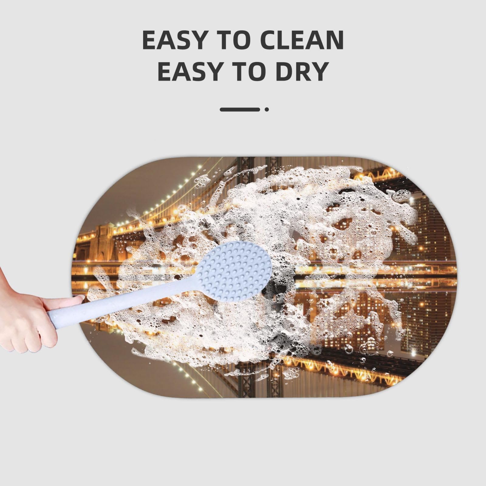 TOMPPY Tapis de bain imprimé New York Manhattan Bridge Night - Séchage rapide - Absorbant - Terre de diatomée - En caoutchouc antidérapant - Pour cuisine, salle de bain - 50 x 80 cm