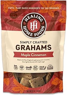 Maple Cinnamon Graham Crackers, Protein Cinnamon Snacks with Almond Flour, Healthy, Vegan, Grain Free, Gluten Free Graham Crackers with Low Sugar, 5oz (1Pack)