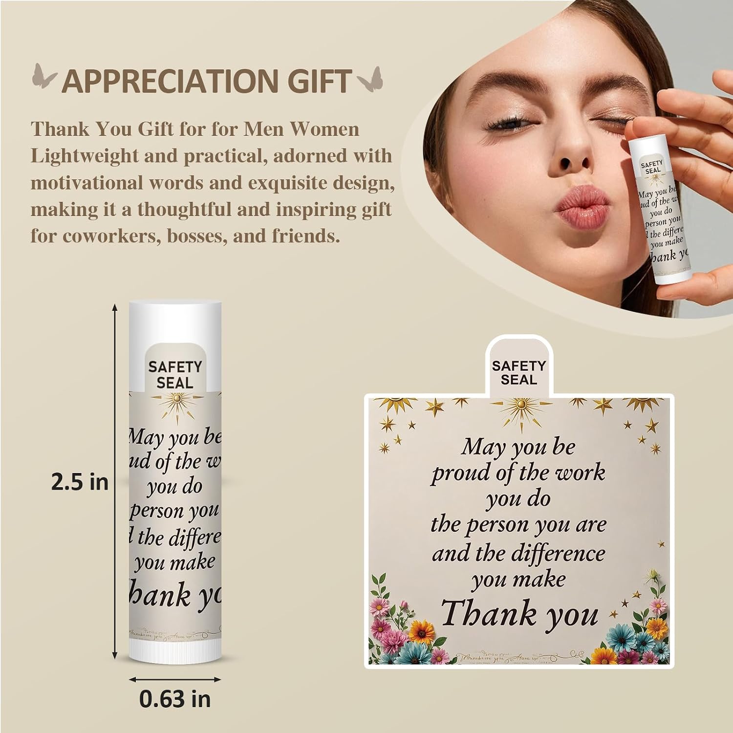 Lip Balm 60 Pack Employee Appreciation Gifts Bulk Thank You Gifts for Volunteer Staff Custodian Coworkers Pastor Appreciation Gift for Woman Man