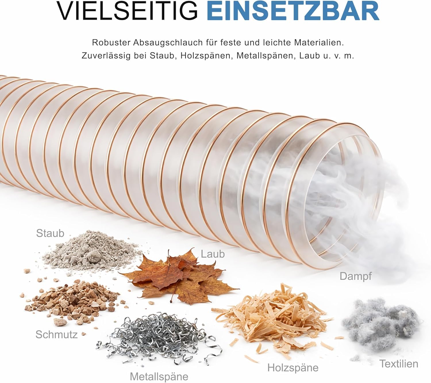 AWM Manguera de extracción, diámetro de 120 mm, transparente, 0,4 mm, manguera en espiral, difícilmente inflamable, manguera flexible (4 metros)